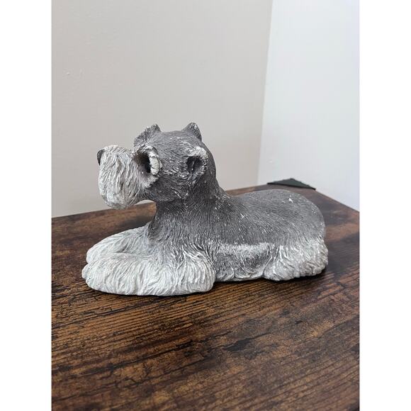 Vintage 1982 Small Sandicast Schnauzer Dog Sculpture, Laying - Picture 3 of 13